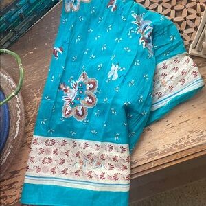 ECHO Turquoise Floral Printed Scarf Hair Wrap